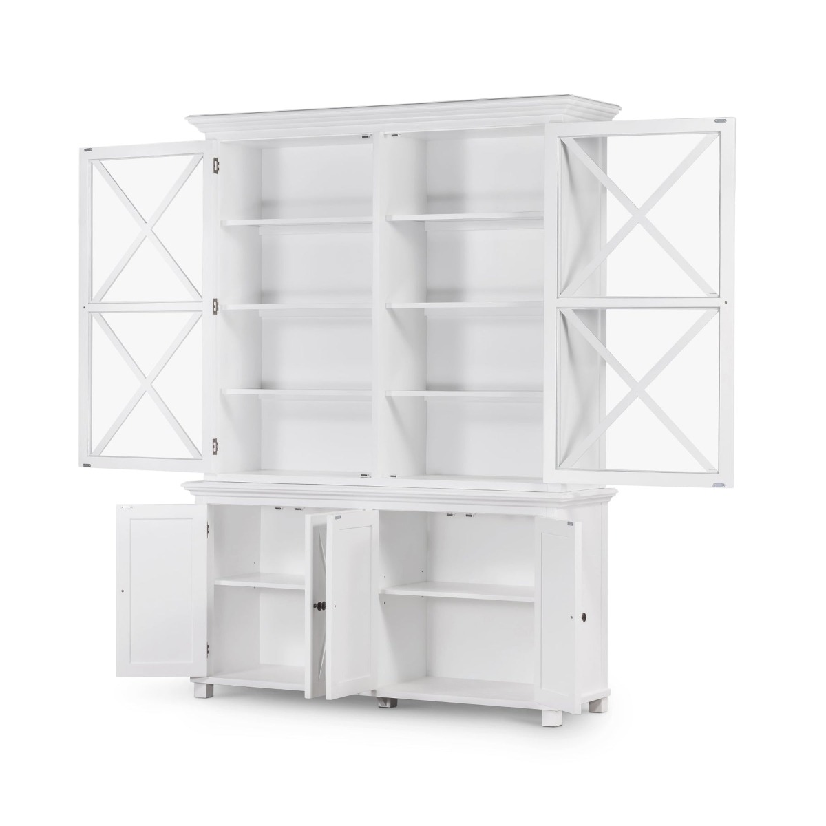 Sorrento Large Glass Door Hamptons Cabinet White, W 170cm D 50cm H 230cm (RRP $3999) - Image 2