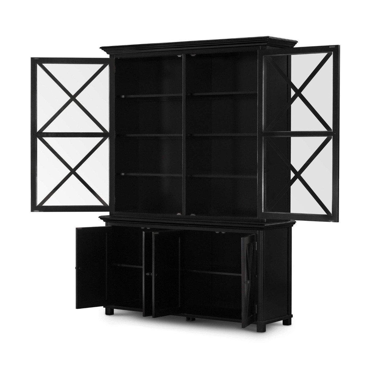 Sorrento Large Glass Door Hamptons Cabinet Black, W 170cm D 50cm H 230cm (RRP $3999) - Image 5