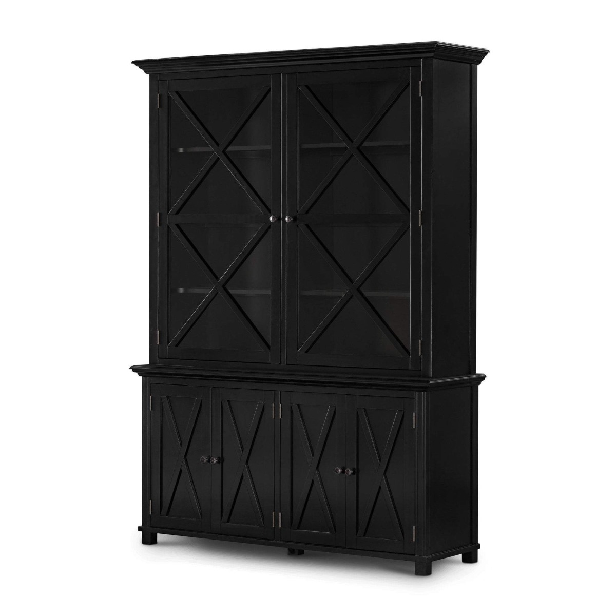 Sorrento Large Glass Door Hamptons Cabinet Black, W 170cm D 50cm H 230cm (RRP $3999) - Image 6
