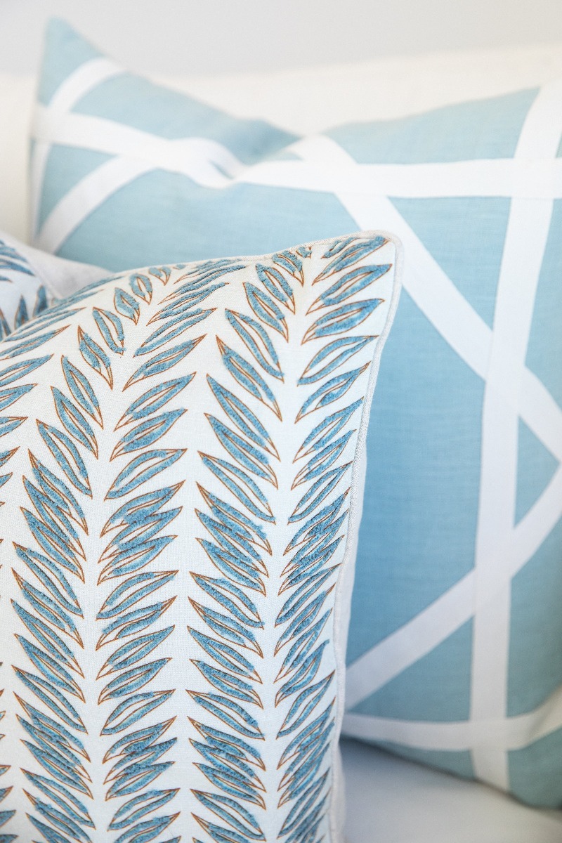Linen Newport Sky Blue Cushion 55x55cm (RRP $89) - Image 2