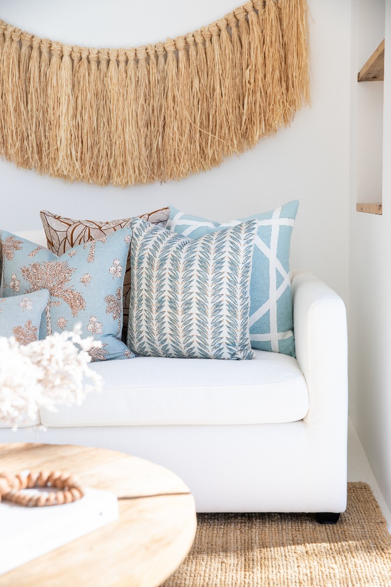 Linen Newport Sky Blue Cushion 55x55cm (RRP $89) - Image 3