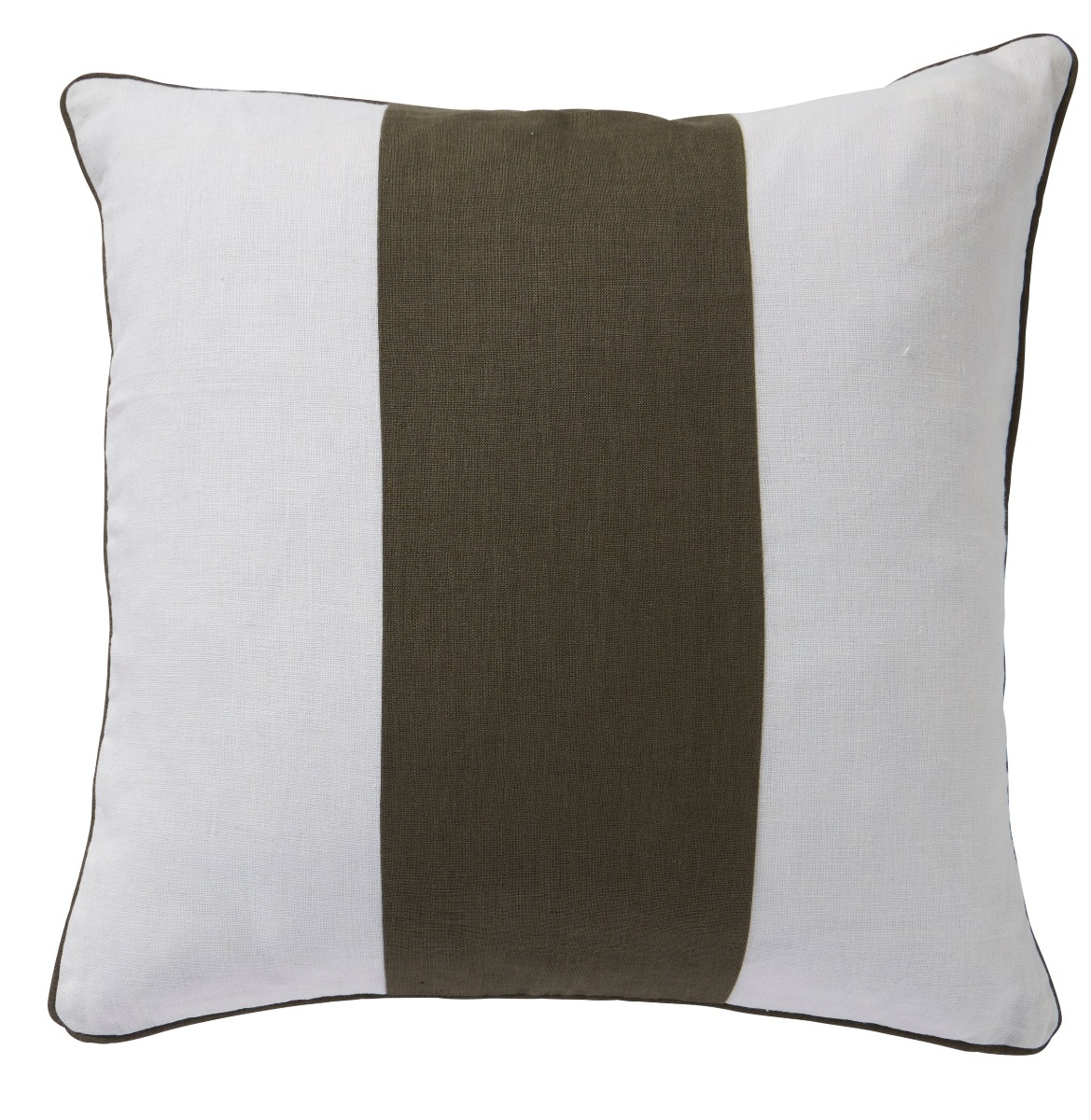Linen Modena Stripe Olive Cushion 50x50cm (RRP $99)