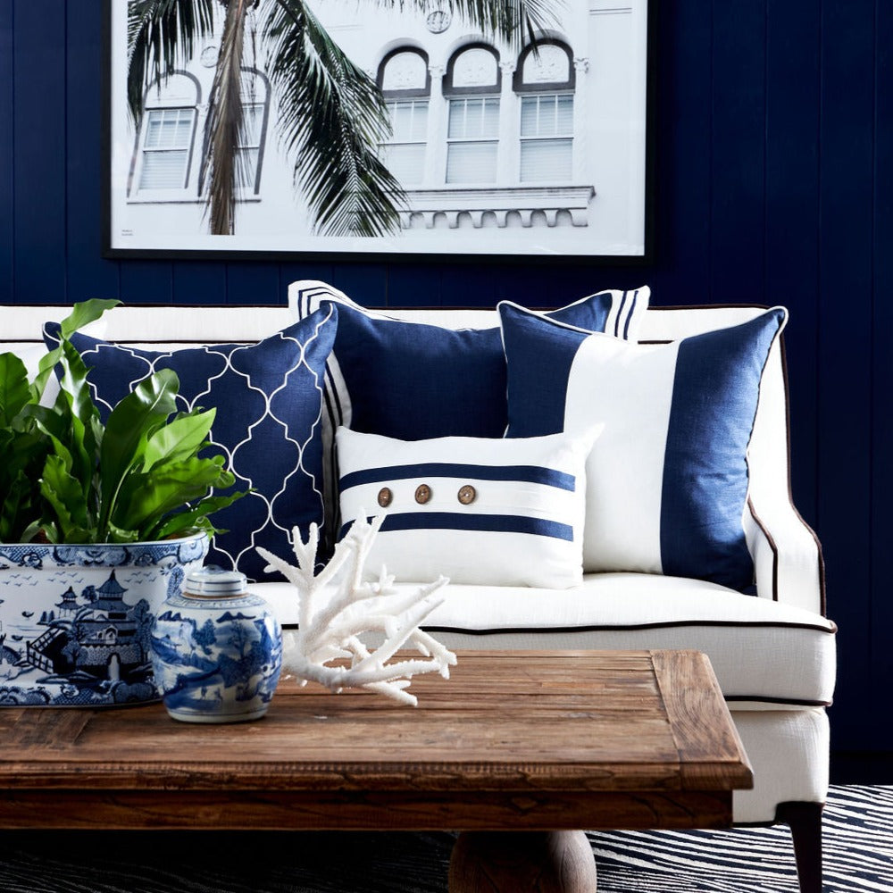 Linen Navy Milano Cushion 50x50cm (RRP $119) - Image 2
