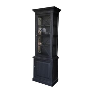 wp-image-tigress-50825.jpg "Balmoral" Hamptons Style Timber French Single Door Sideboard & Hutch Display Cabinet, Black 75cmW x 45cmD x 220cmH (RRP $2999)