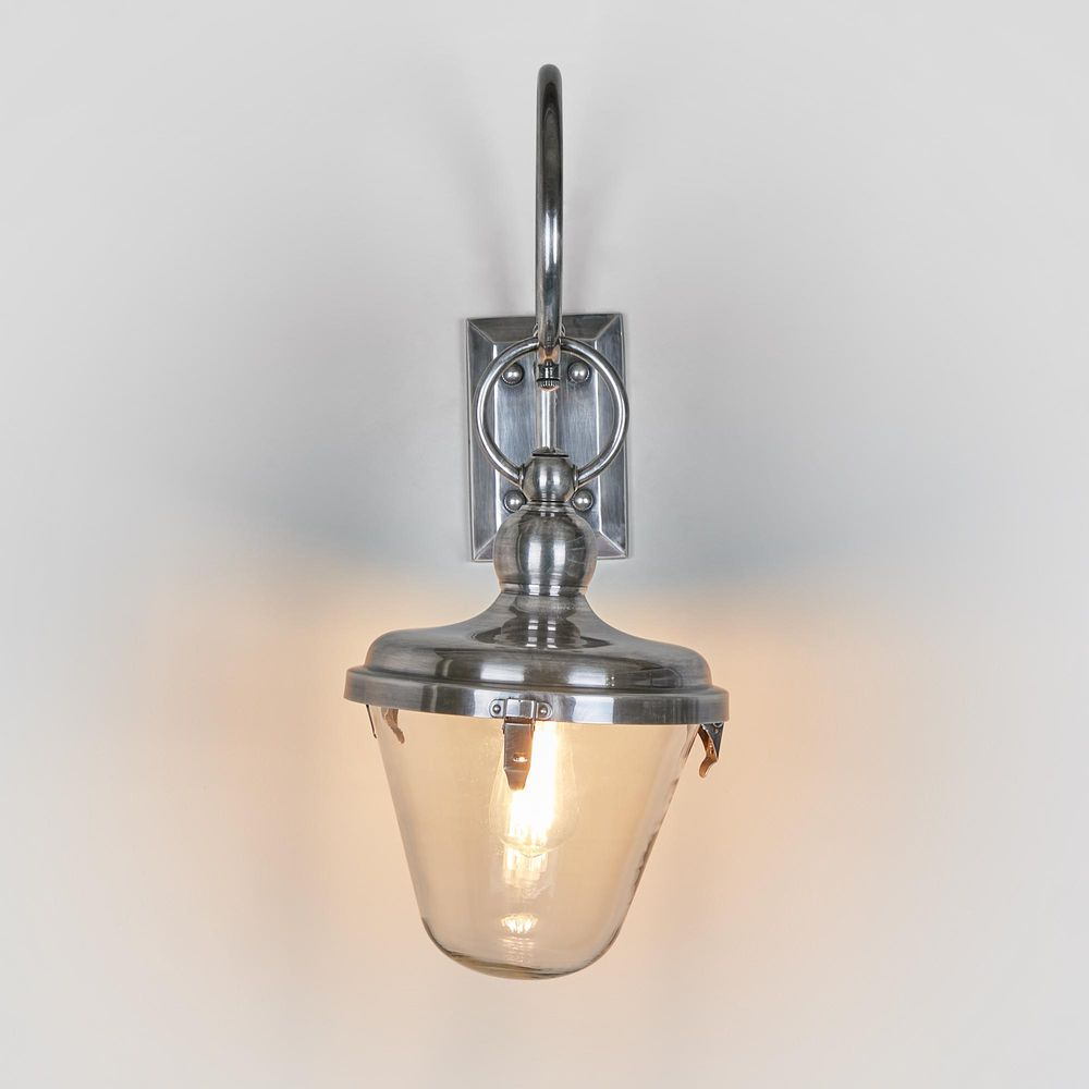 Savoy Outdoor Wall Light with Glass Shade Antique Silver (RRP $1518) - Image 3