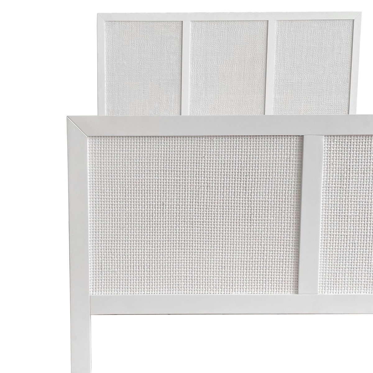 Santorini Hamptons Timber & Rattan Queen Bed White, W 162cm D 215cm H 130cm (RRP $2199) - Image 2