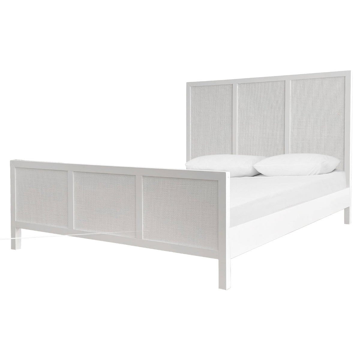 Santorini Hamptons Timber & Rattan Queen Bed White, W 162cm D 215cm H 130cm (RRP $2199) - Image 12
