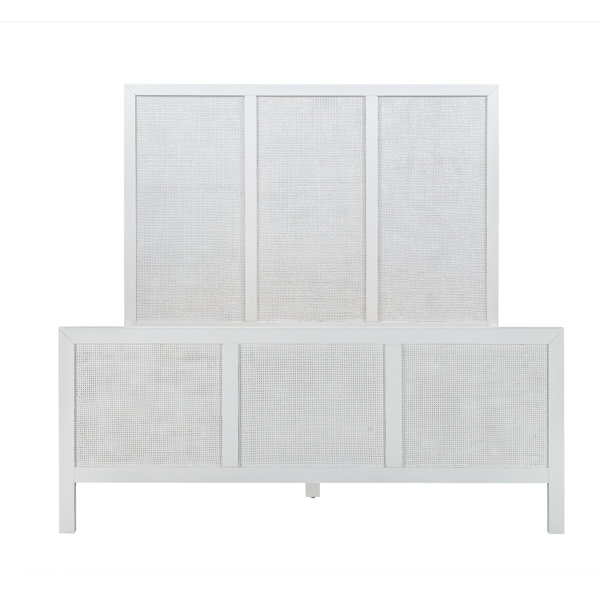 Santorini Hamptons Timber/Rattan Double Bed White, W 146cm D 199cm H 130cm (RRP $1799)