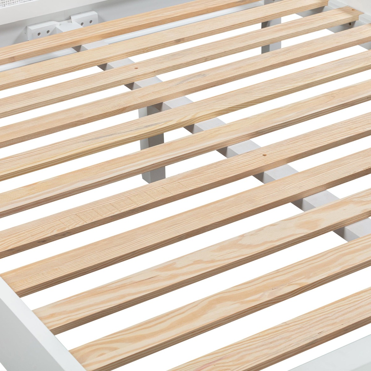 Santorini Hamptons Timber/Rattan Double Bed White, W 146cm D 199cm H 130cm (RRP $1799) - Image 7