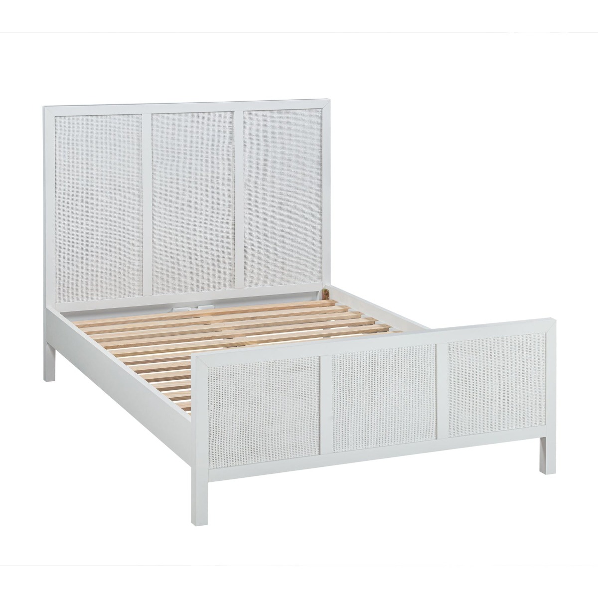 Santorini Hamptons Timber/Rattan Double Bed White, W 146cm D 199cm H 130cm (RRP $1799) - Image 10