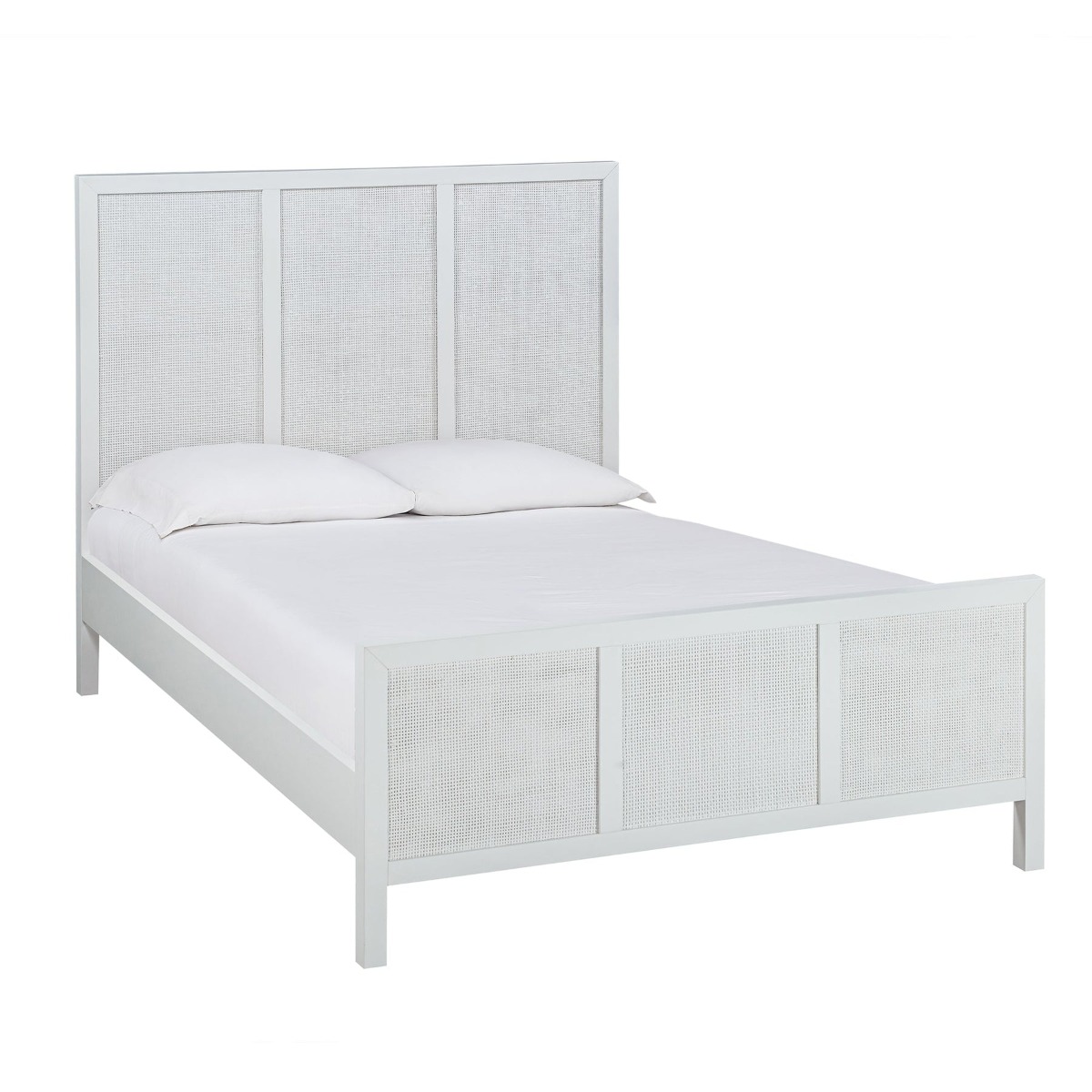 Santorini Hamptons Timber/Rattan Double Bed White, W 146cm D 199cm H 130cm (RRP $1799) - Image 11