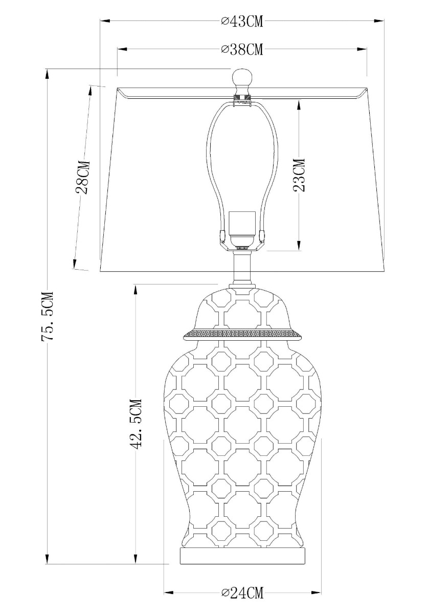 Lucca Blue & White Jar Shaped Lamp & Shade - Lamp Base & Shade (RRP $399) - Image 2