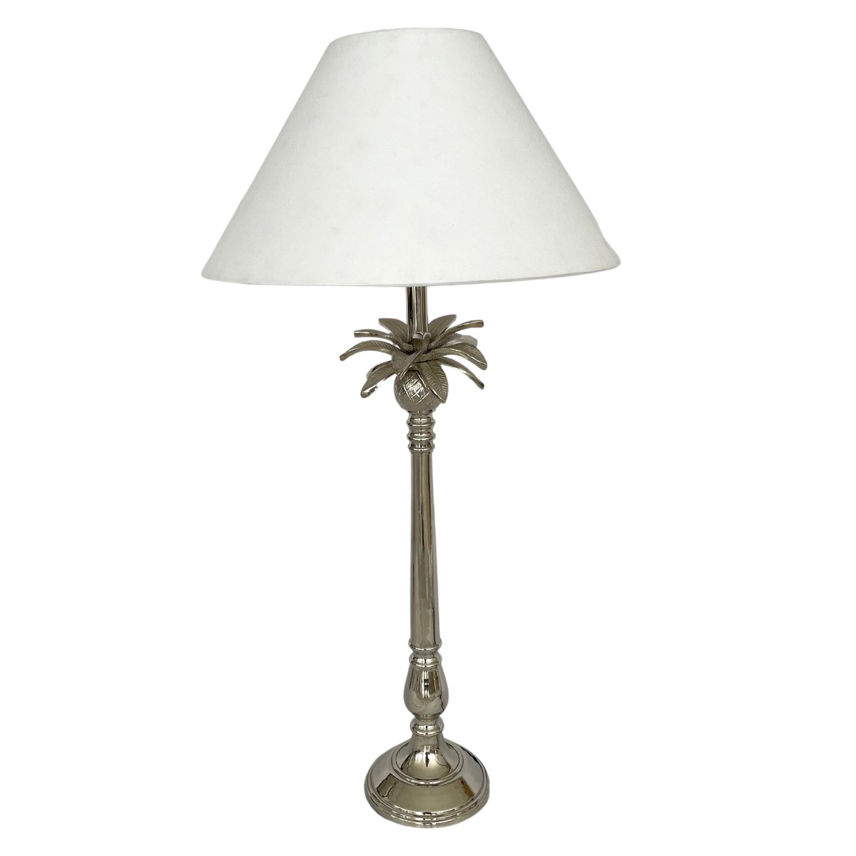 Nickel Pineapple Leaf Lamp W/White Shade - Lamp Base & Shade (RRP $429)