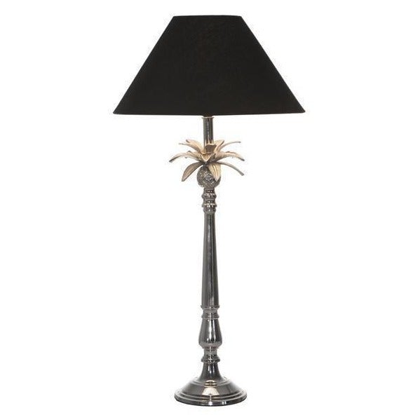 Nickel Pineapple Leaf Lamp W/Black Shade- Lamp Base & Shade (RRP $429)