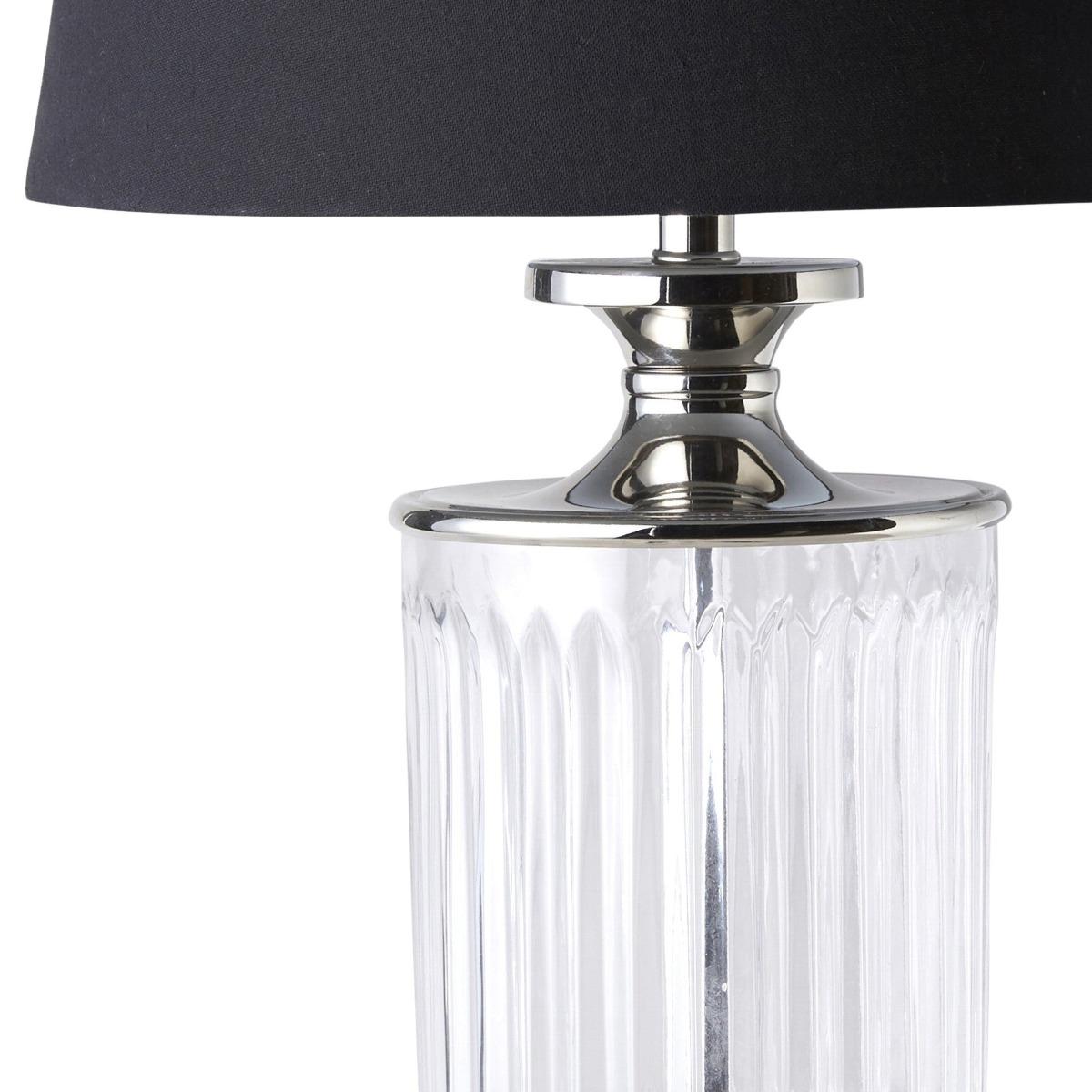 Bellevue Glass Nickel Lamp With Black Linen Shade (RRP $379) - Image 4
