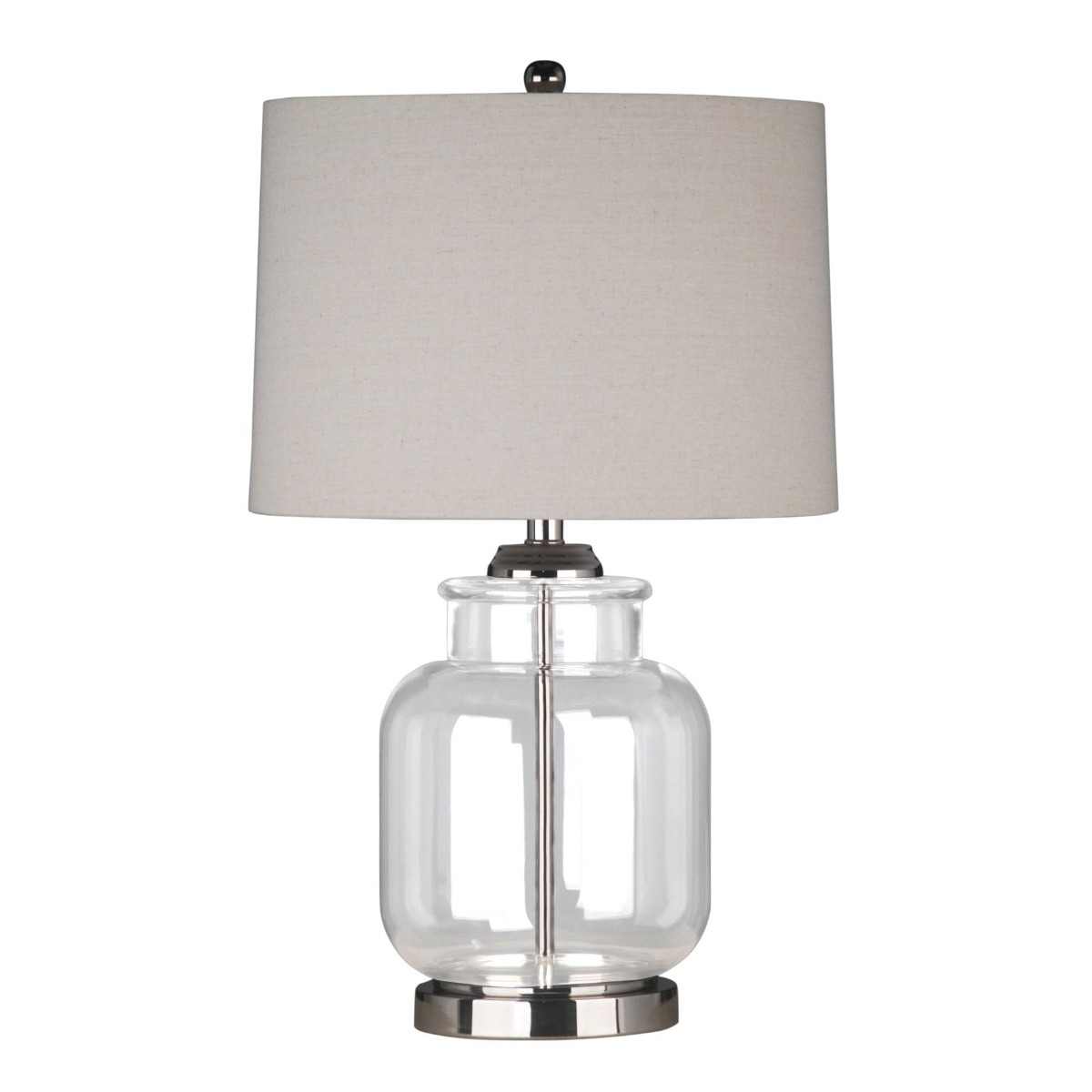 Regency Nickel and Glass Table Lamp with Natural Linen Shade (RRP $249)