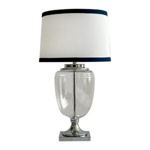 wp-image-tigress-51284.jpg Charlotte Glass and Nickel Lamp with White Linen Shade (Navy Trim) - Lamp Base & Shade (RRP $349)