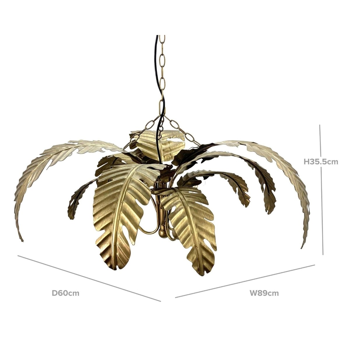 Azalea Iron Pendant Lamp Gold, W89cm D89cm H35.5cm (RRP $449) - Image 10