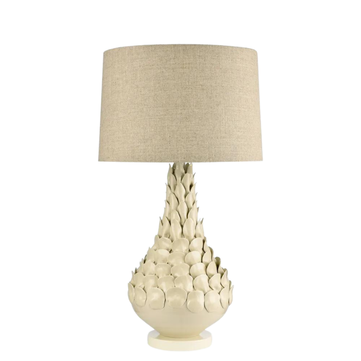 Petal Ceramic Table Lamp with Natural Linen Shade (RRP $399)