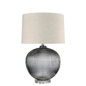 Linden Smoke Glass Table Lamp with Natural Linen Shade (RRP $395)