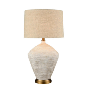 Caufield White Sandstone Table Lamp & Linen Shade (RRP $371.80)