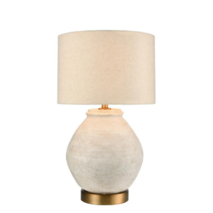 Forbes White Sandstone Table Lamp & Linen Shade (RRP $349.8)