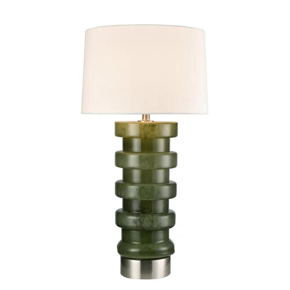 Remy Green Glass Table Lamp & White Shade (RRP $396)