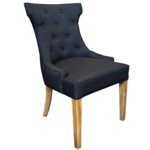 wp-image-tigress-51440.jpg "Carlos" Hamptons Style Luxe Black French Provincial Linen Buttoned Dining Chair (RRP $449)