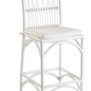 "Sheraton" Coastal Hamptons Cane Kitchen Counter Bar Stool White, 48w x 55d x 99h cm (RRP $499)