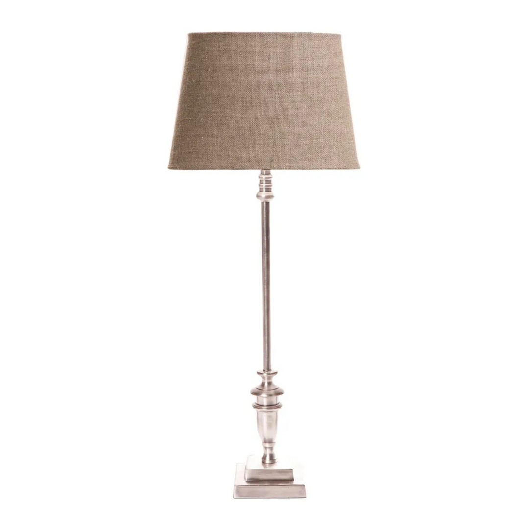 Lyon Candlestick Table Lamp Base Antique Silver (RRP $349)