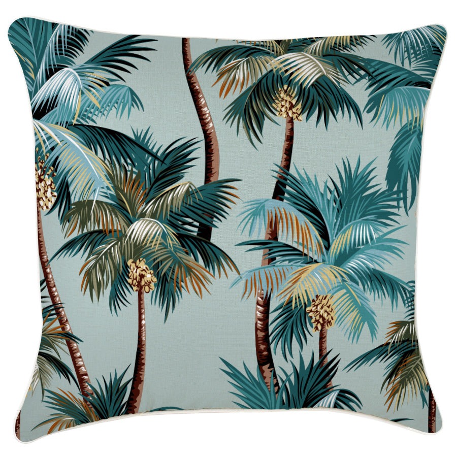 Outdoor Cushion With Piping Palm Trees Seafoam-60cm x 60cm