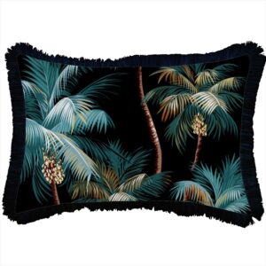 wp-image-tigress-51782.jpg Outdoor Cushion Coastal Fringe Black Palm Trees Black 35cm x 50cm