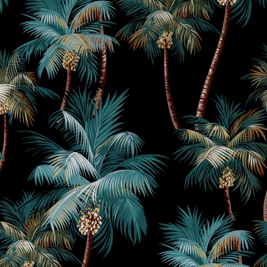 Outdoor Cushion Coastal Fringe Black Palm Trees Black 35cm x 50cm - Image 3