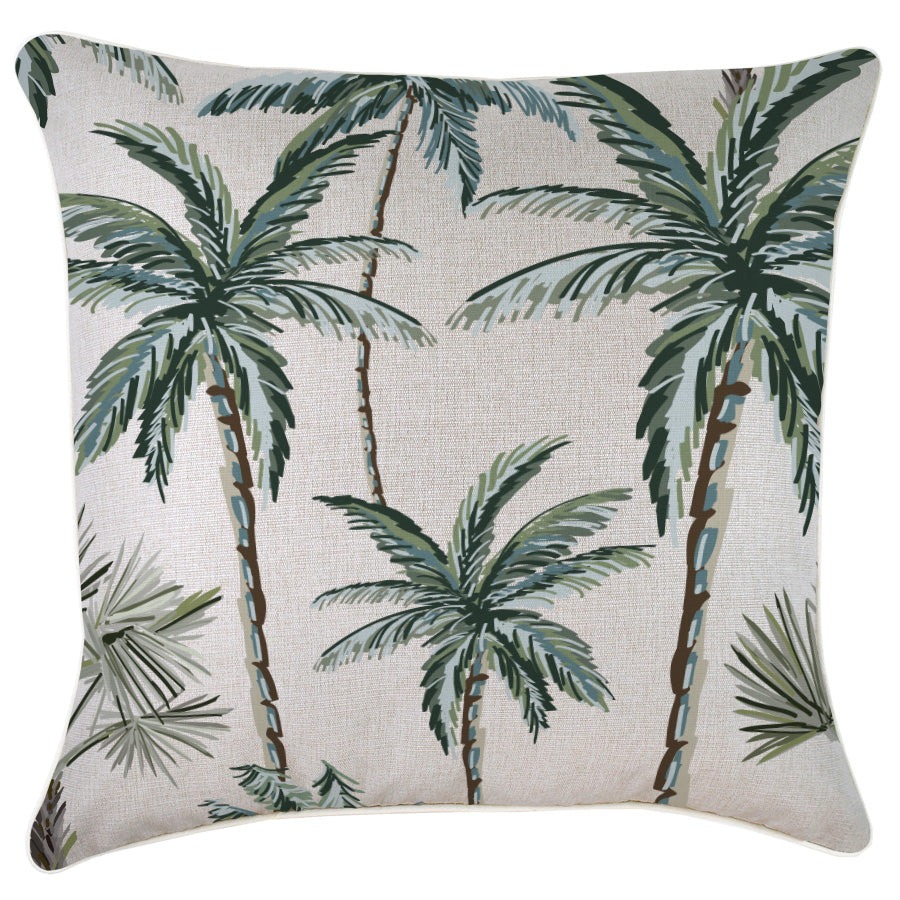 Outdoor Cushion With Piping Palm Tree Paradise Natural 60cm x 60cm