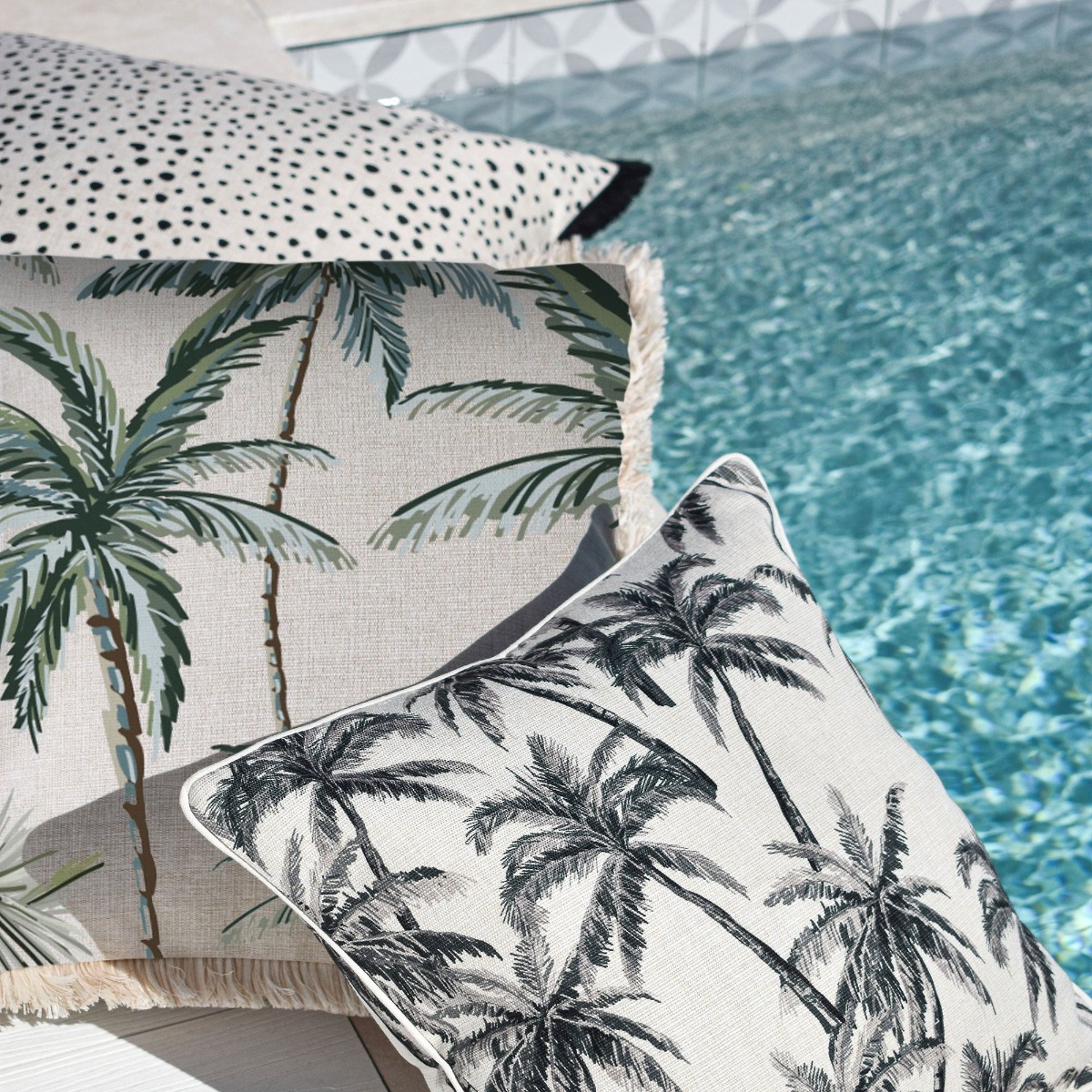 Outdoor Cushion Coastal Fringe Palm Tree Paradise Natural 45cm x 45cm - Image 3