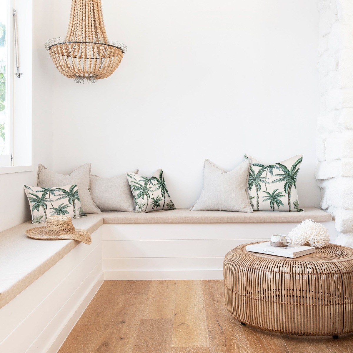 Outdoor Cushion With Piping Palm Tree Paradise Natural 35cm x 50cm - Image 3