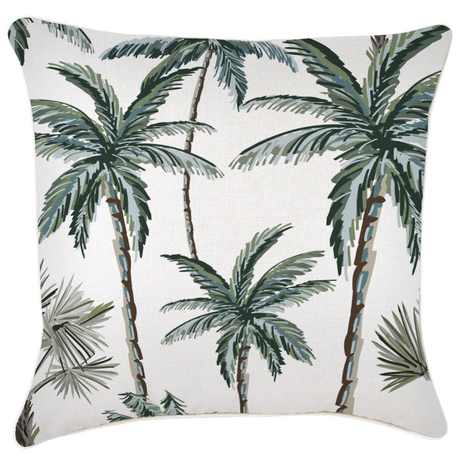 Outdoor Cushion With Piping Palm Tree Paradise White 60cm x 60cm