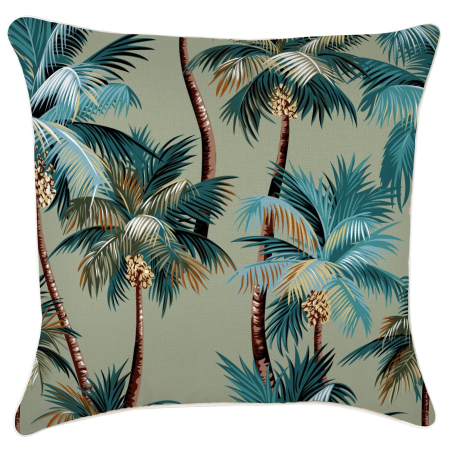 Outdoor Cushion With Piping Palm Trees Sage 60cm x 60cm