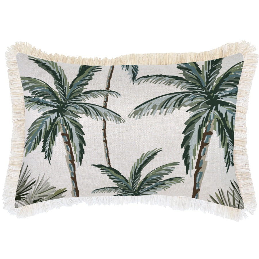 Outdoor Cushion Coastal Fringe Palm Tree Paradise Natural 35cm x 50cm