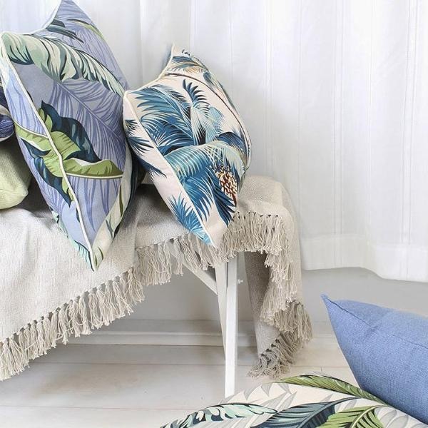 Outdoor Cushion With Piping Palm Trees White 35cm x 50cm - Image 4