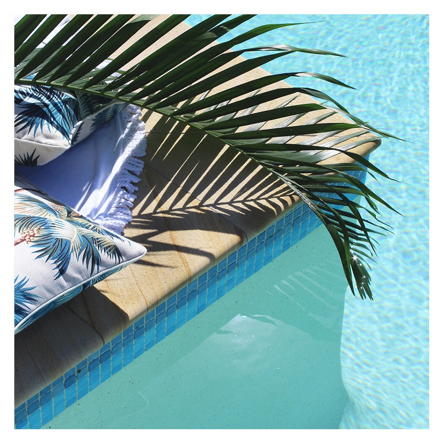 Outdoor Cushion With Piping Palm Trees White 35cm x 50cm - Image 5