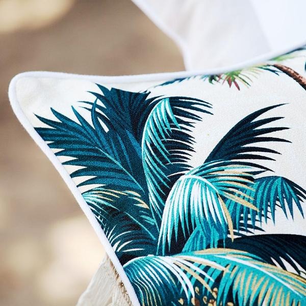Outdoor Cushion With Piping Palm Trees White 35cm x 50cm - Image 6
