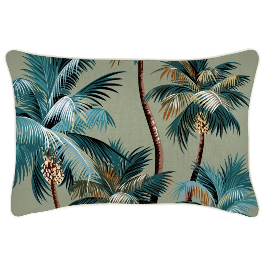 Outdoor Cushion With Piping Palm Trees Sage 35cm x 50cm