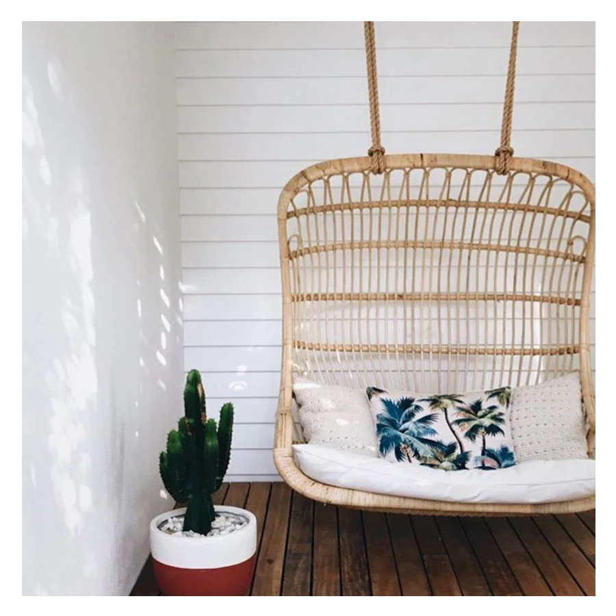 Outdoor Cushion With Piping Palm Trees Natural 35cm x 50cm - Image 3