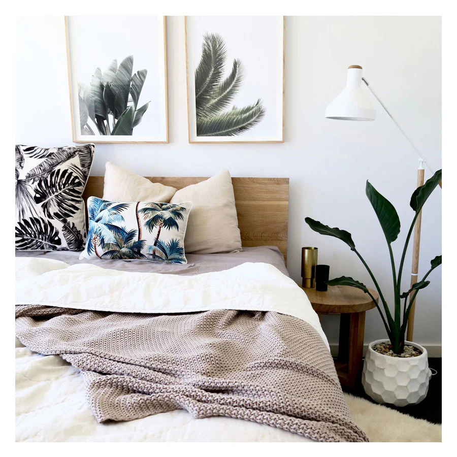 Outdoor Cushion With Piping Palm Trees Natural 35cm x 50cm - Image 5