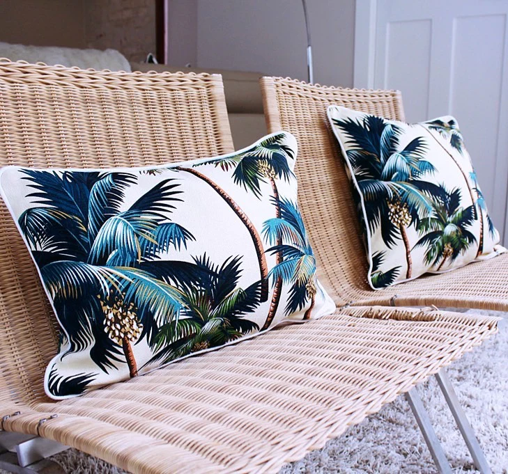 Outdoor Cushion With Piping Palm Trees Natural 35cm x 50cm - Image 10