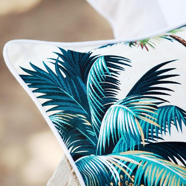 Outdoor Cushion With Piping Palm Trees White 45cm x 45cm - Image 4