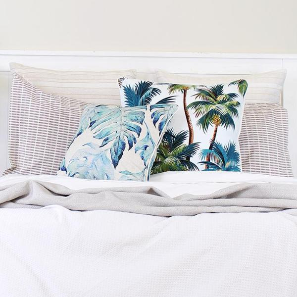 Outdoor Cushion With Piping Palm Trees White 45cm x 45cm - Image 6
