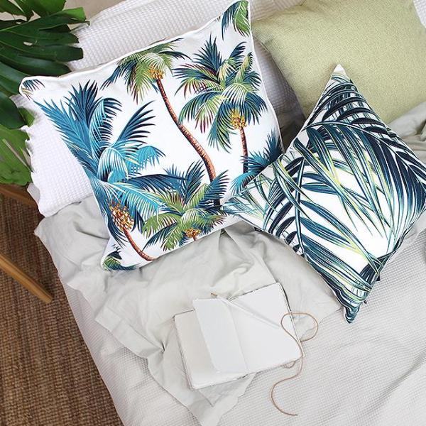 Outdoor Cushion With Piping Palm Trees White 45cm x 45cm - Image 8