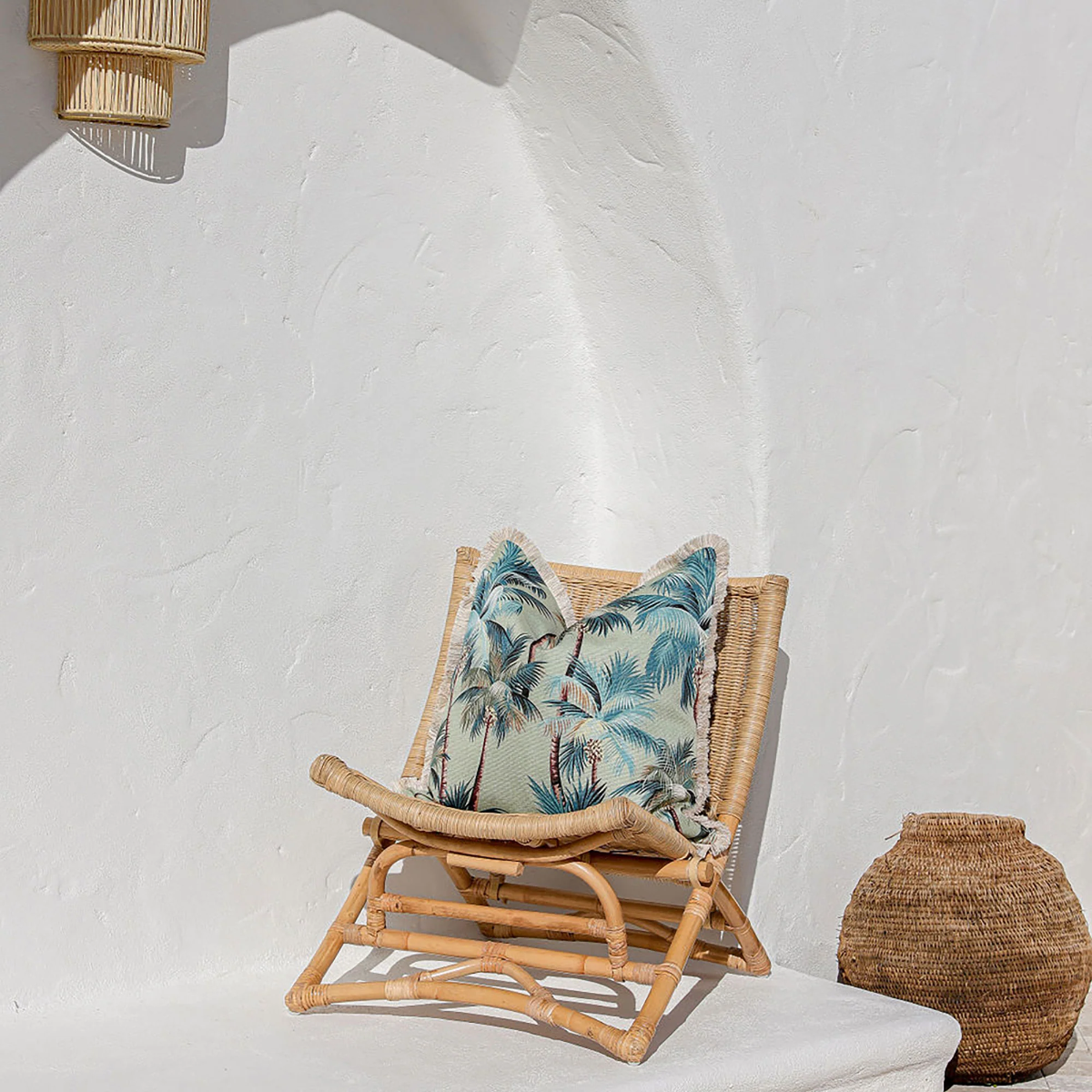 Outdoor Cushion Coastal Fringe Palm Trees Sage 60cm x 60cm - Image 2